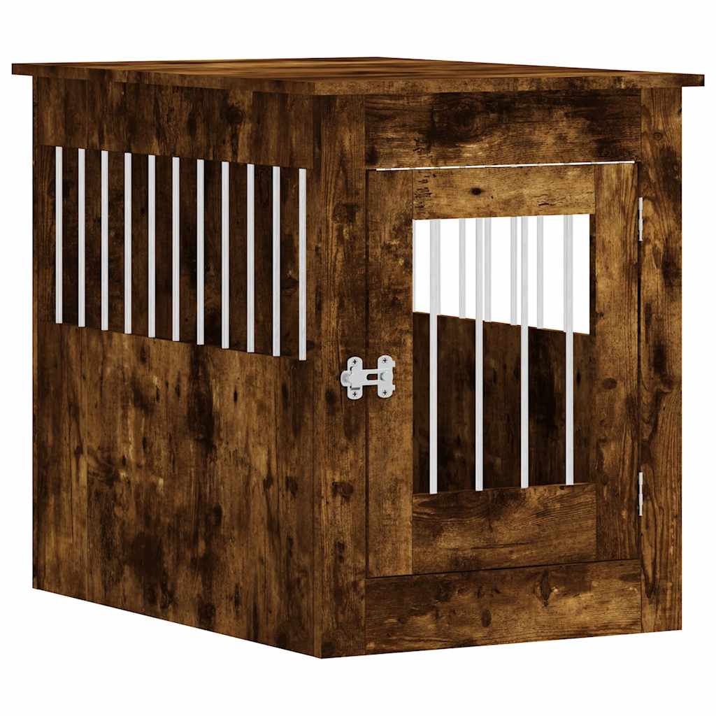 Vidaxxl Hundebox 55 x 80 x 68 cm verarbeitetes Holz, geräucherte Eiche