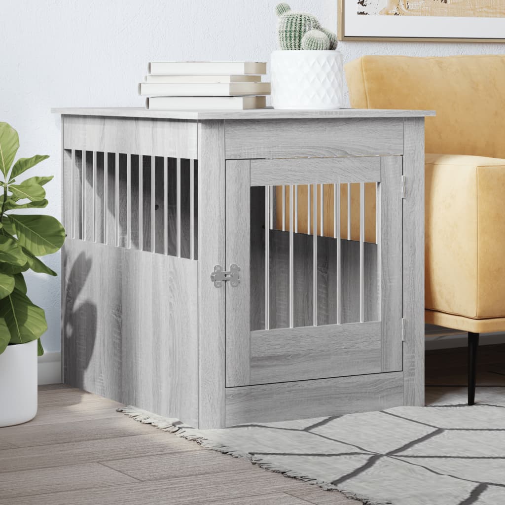 Vidaxxl Hundebox 64,5x80x71 cm, verarbeitetes Holz, graues Sonoma