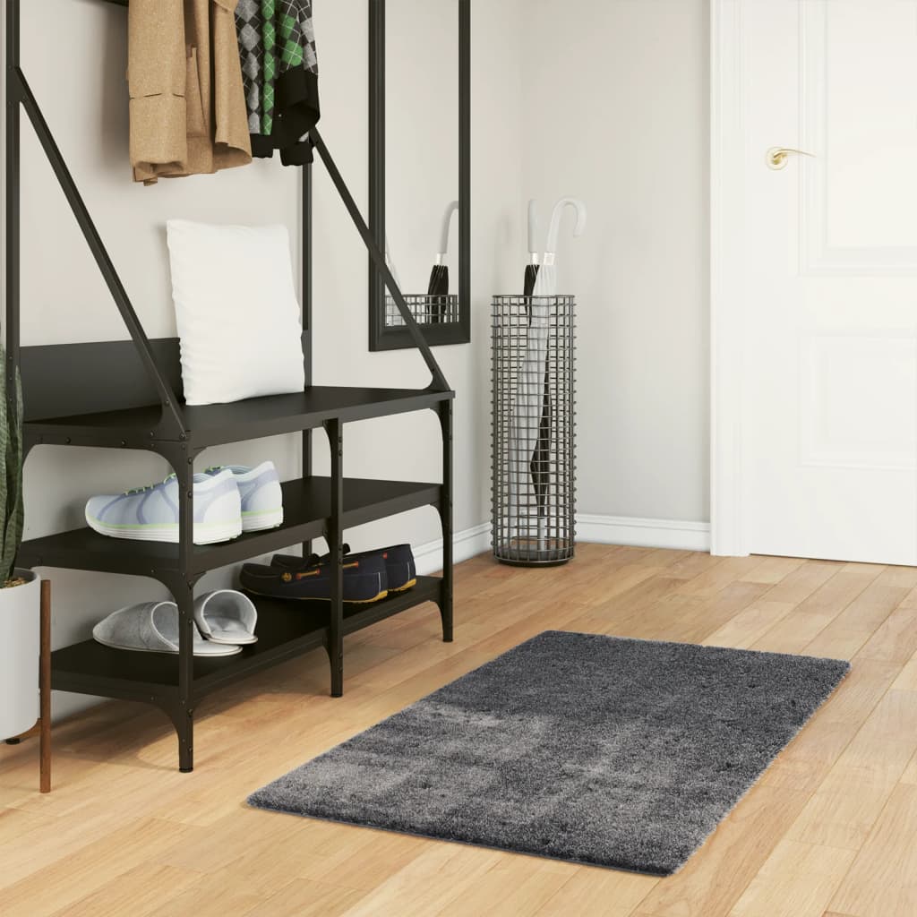 VidaXL Teppich Huarte Kurzflor weich waschbar 60x110 cm Anthrazit