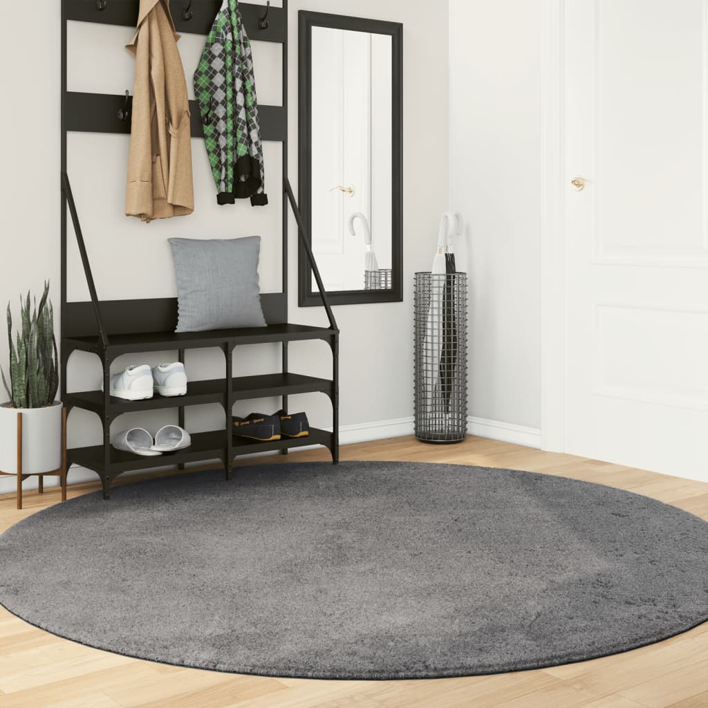 Vidaxl Teppich Huarte Kurzflor weich waschbar ø 200 cm Anthrazit