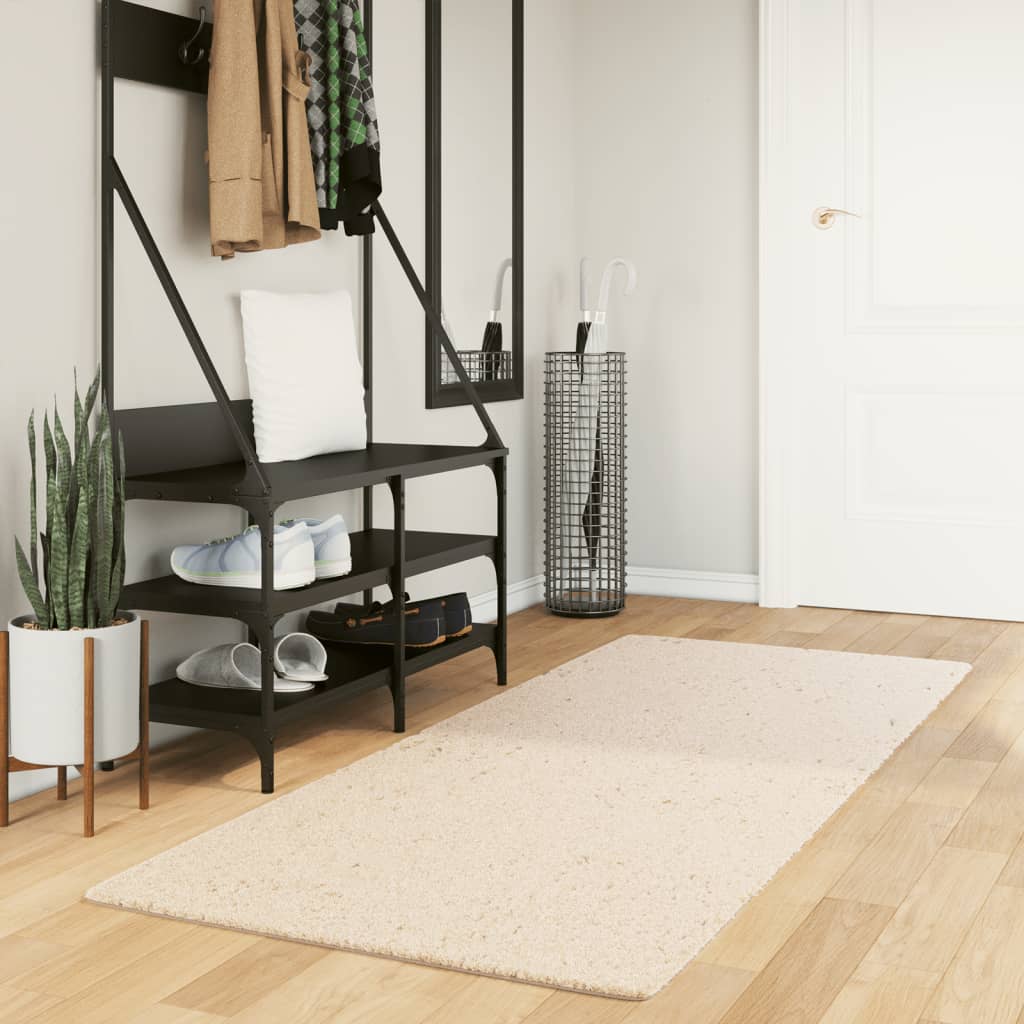VidaXL Teppich Huarte Kurzflor weich waschbar 80x200 cm Beige