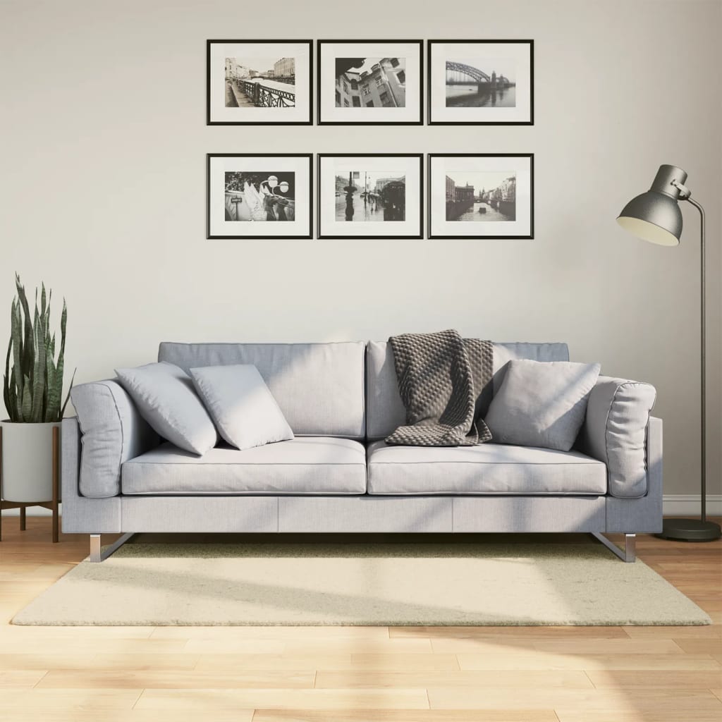 VidaXL Teppich Huarte Kurzflor weich waschbar 80x150 cm Creme
