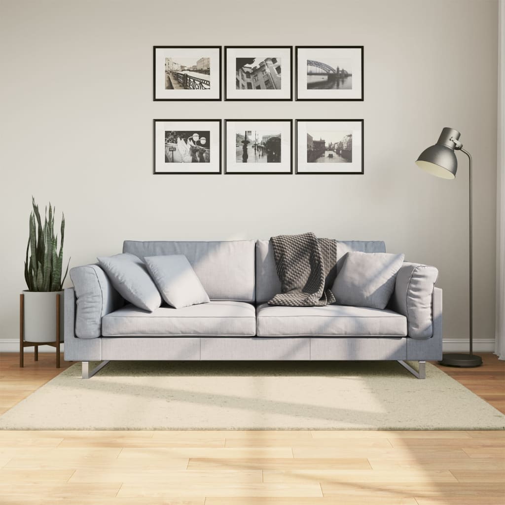 VidaXL Teppich Huarte Kurzflor weich waschbar 120x170 cm Creme