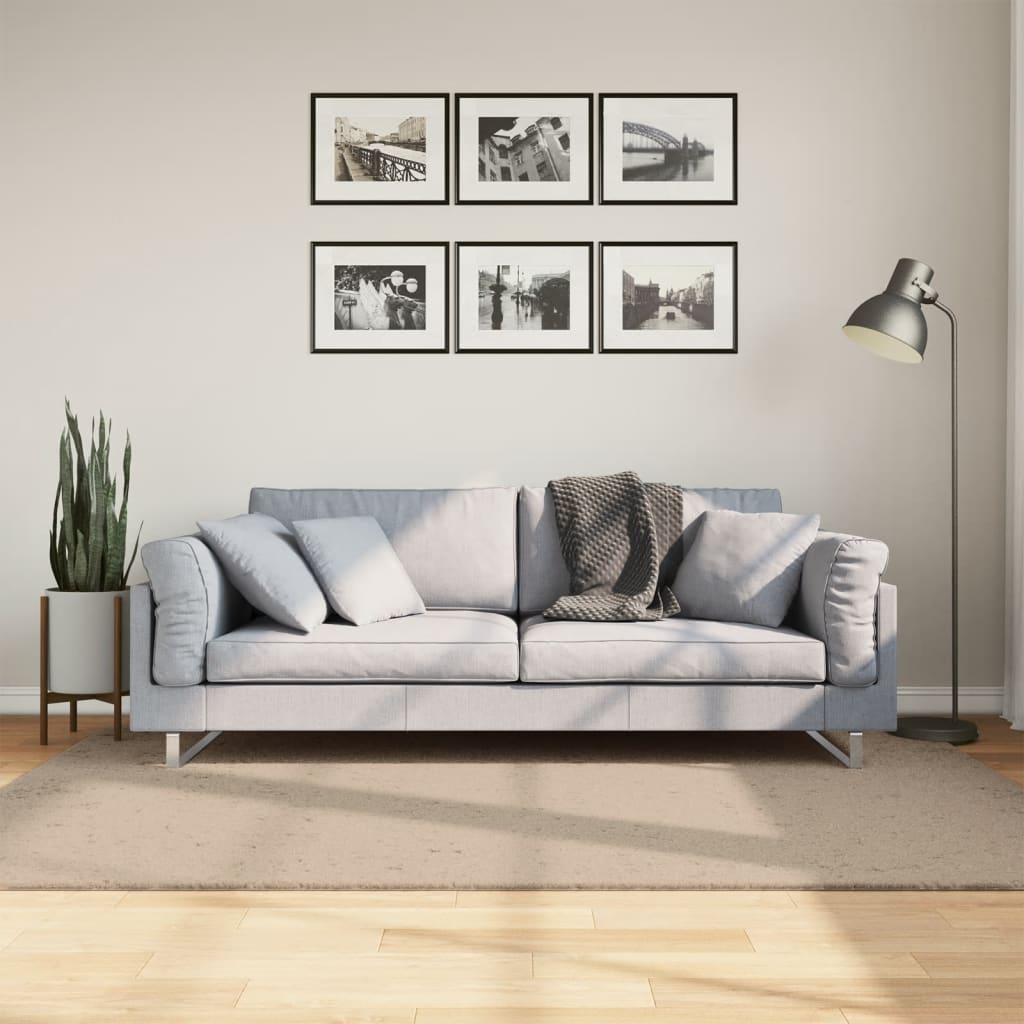 VidaXL Teppich Huarte Kurzflor weich waschbar 140x200cm sandfarben