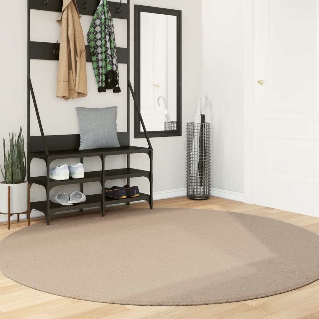 Vidaxl Teppich Huarte Kurzflor weich waschbar ø 200 cm sandfarben
