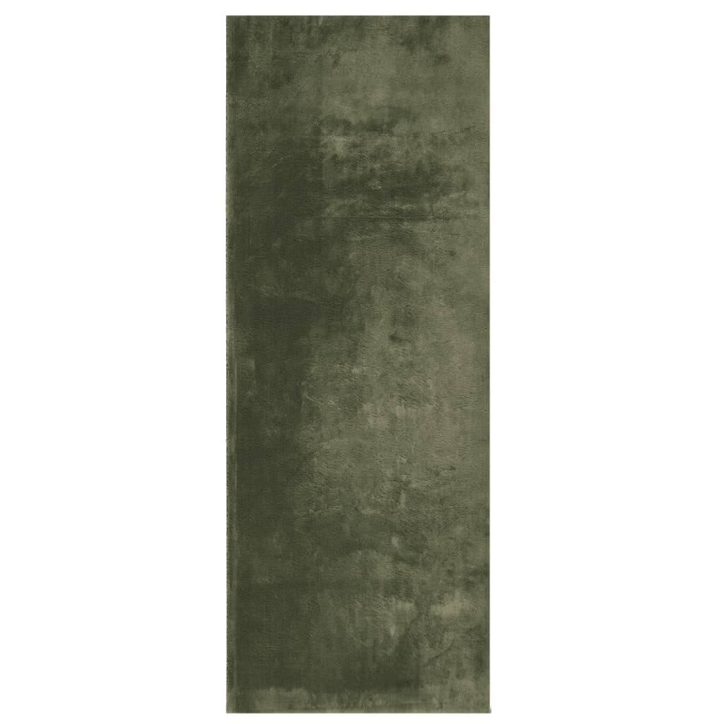 VidaXL Teppich Huarte Kurzflor weich waschbar 80x200 cm Waldgrün