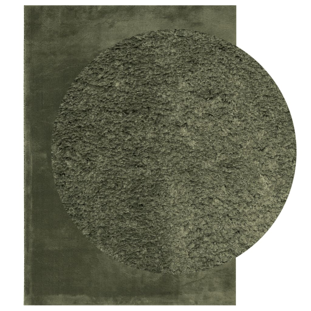 VidaXL Teppich Huarte Kurzflor weich waschbar 140x200 cm Waldgrün