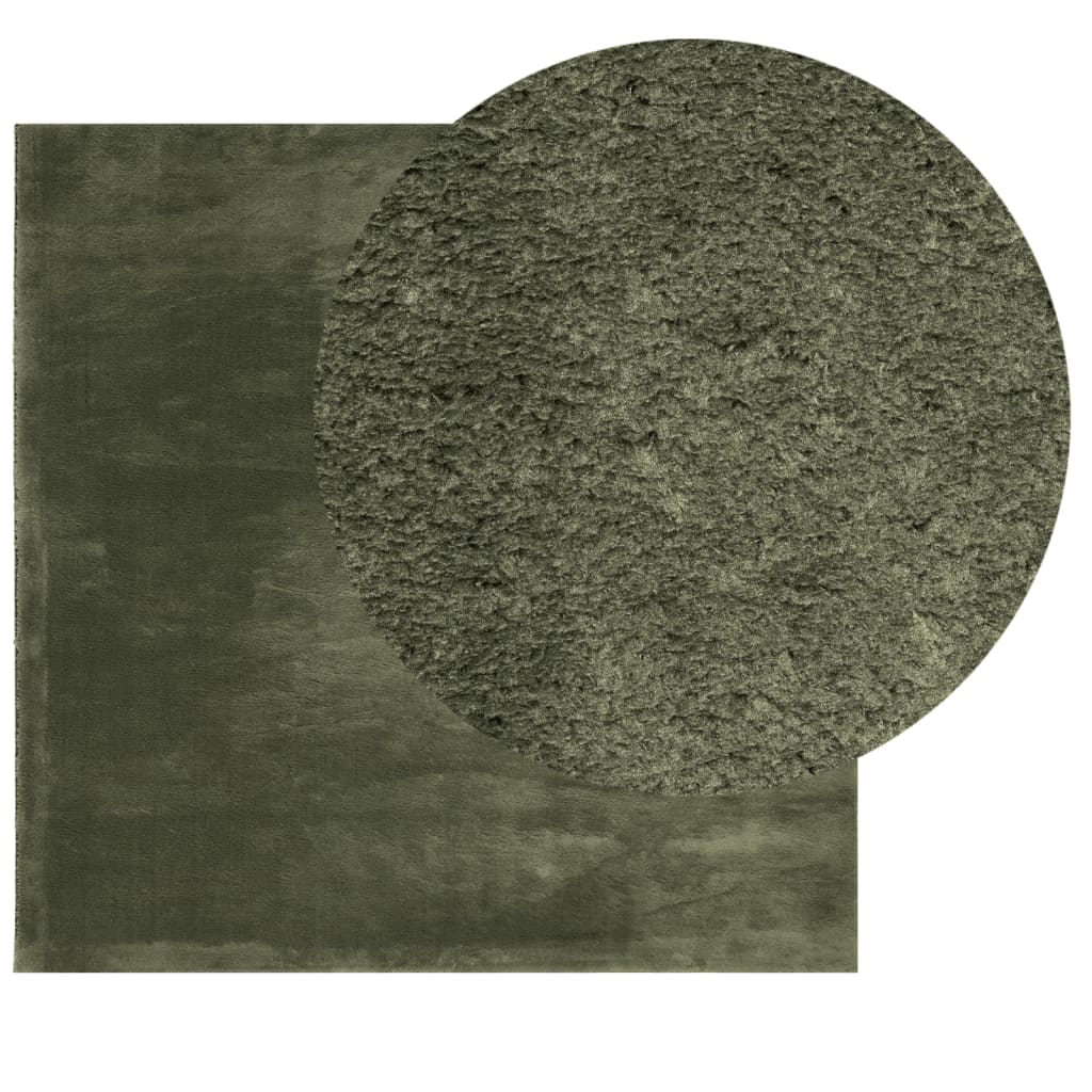 VidaXL Teppich Huarte Kurzflor weich waschbar 160x160 cm Waldgrün