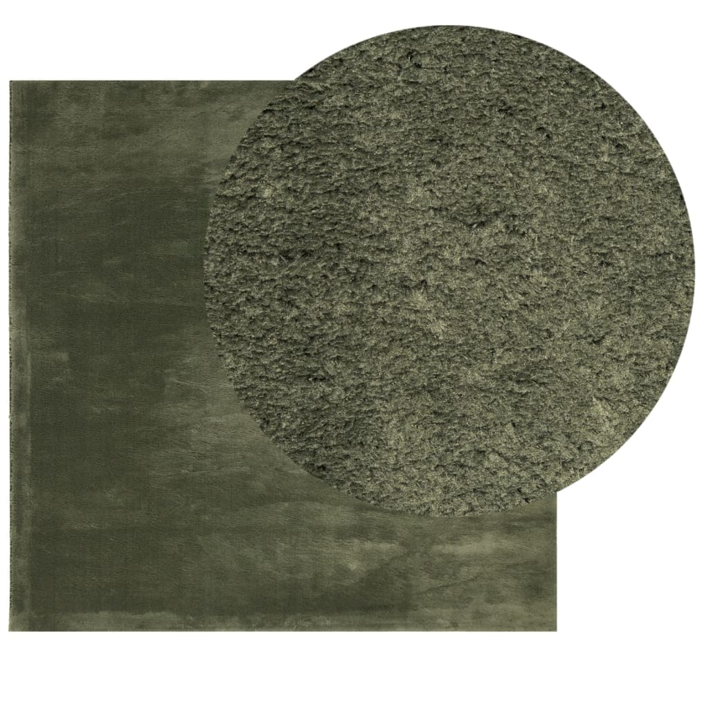 VidaXL Teppich Huarte Kurzflor weich waschbar 240x240 cm Waldgrün