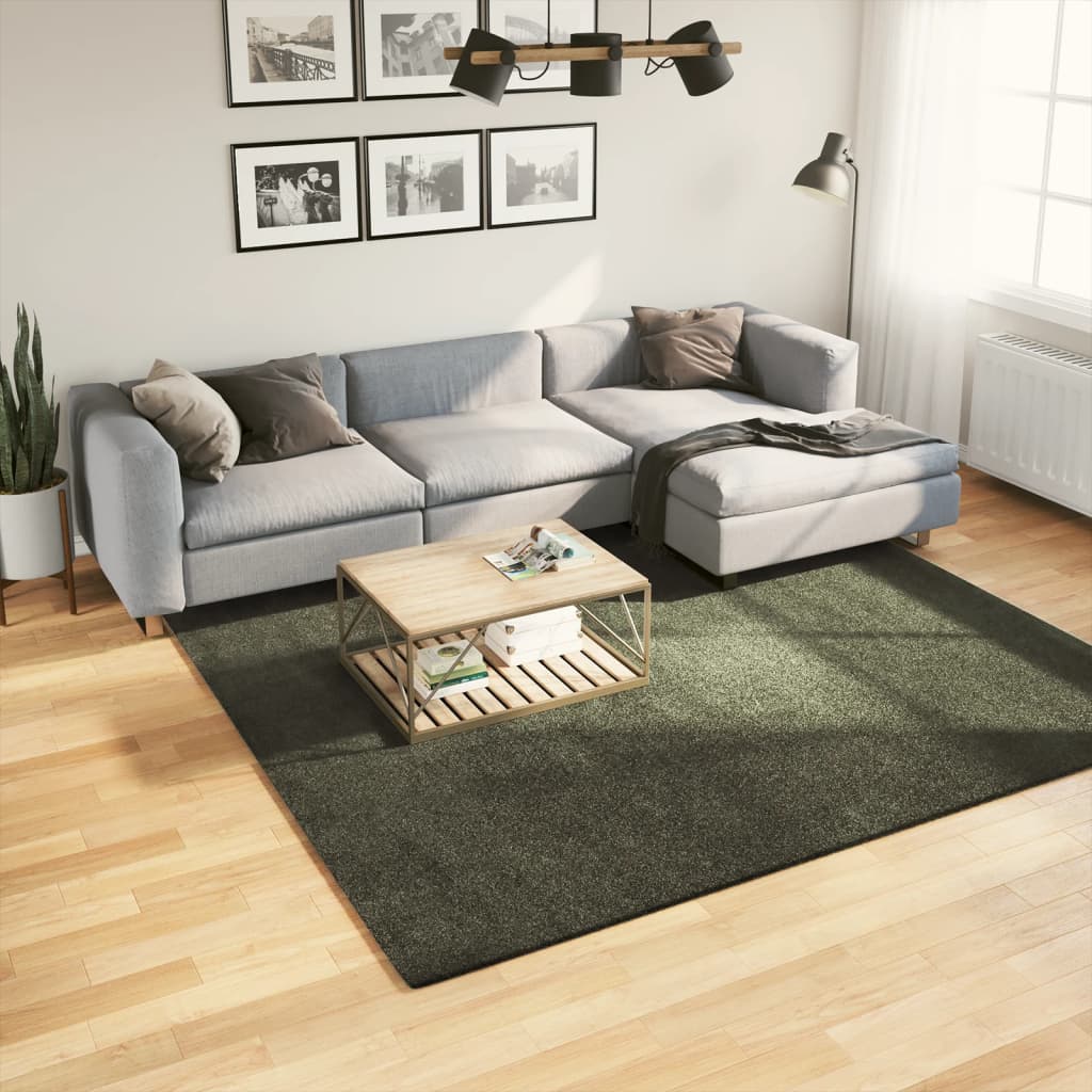 VidaXL Teppich Huarte Kurzflor weich waschbar 240x240 cm Waldgrün