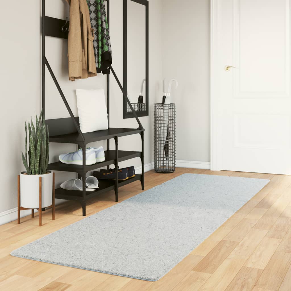 VidaXL Teppich Huarte Kurzflor weich waschbar 80x250 cm blau