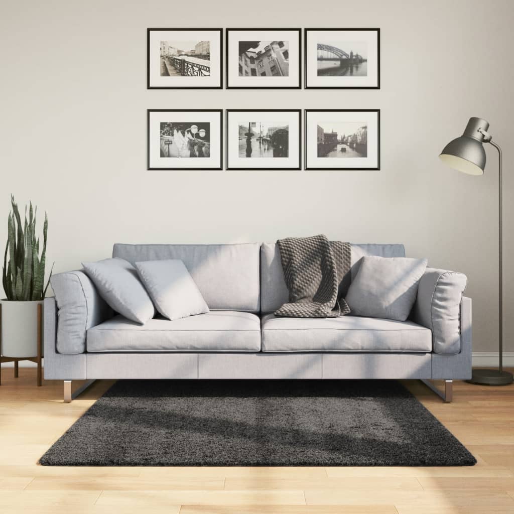 VidaXL Teppich PAMPLONA Shaggy Hochflor 120x120 cm Anthrazit
