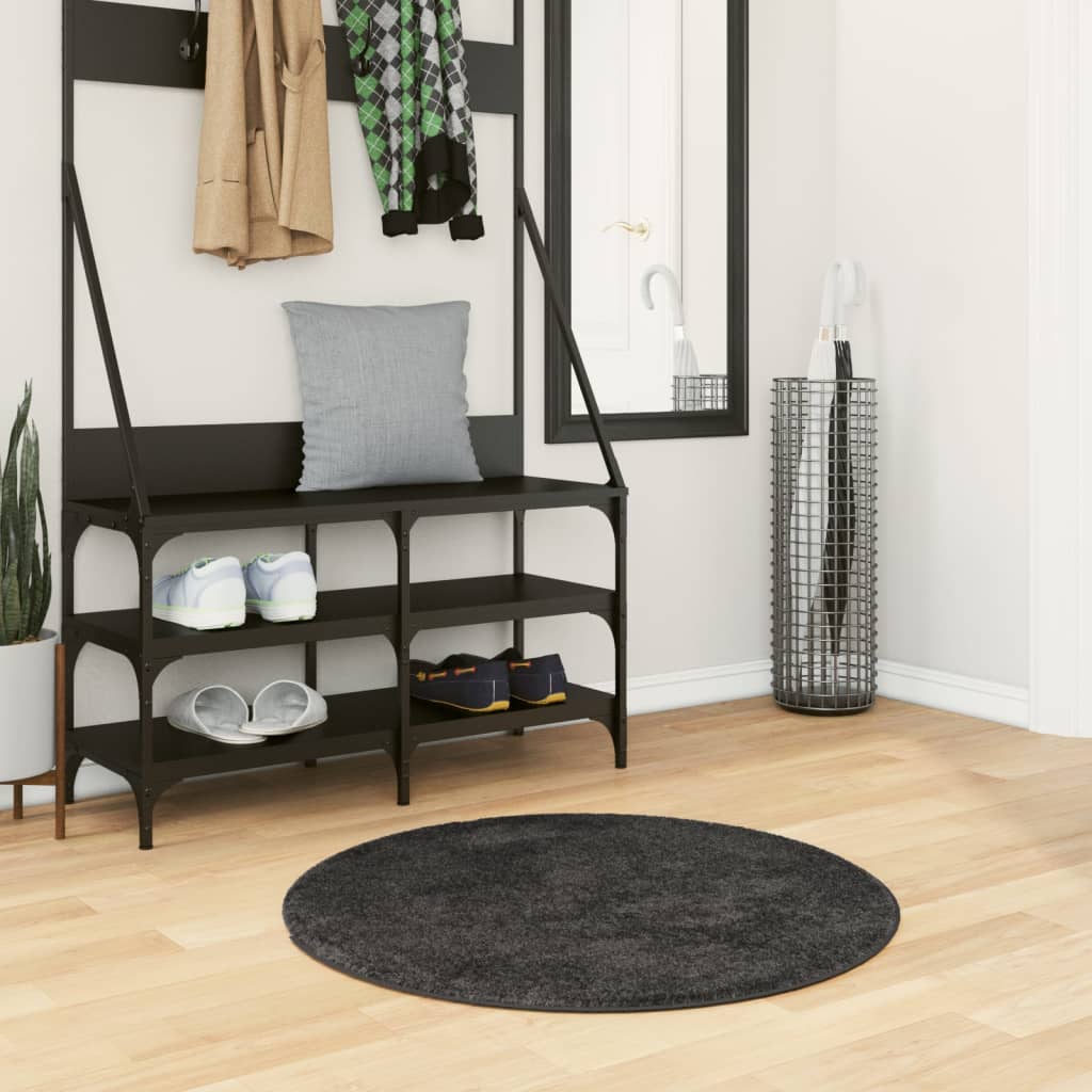 Vidaxl Teppich Pamplona Shaggy Hochflor Modern ø 80 cm Anthrazit