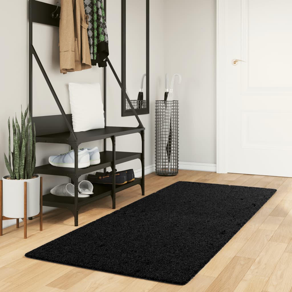VidaXL Teppich Pamplona Shaggy Hochflor Modern 80x200 cm Schwarz