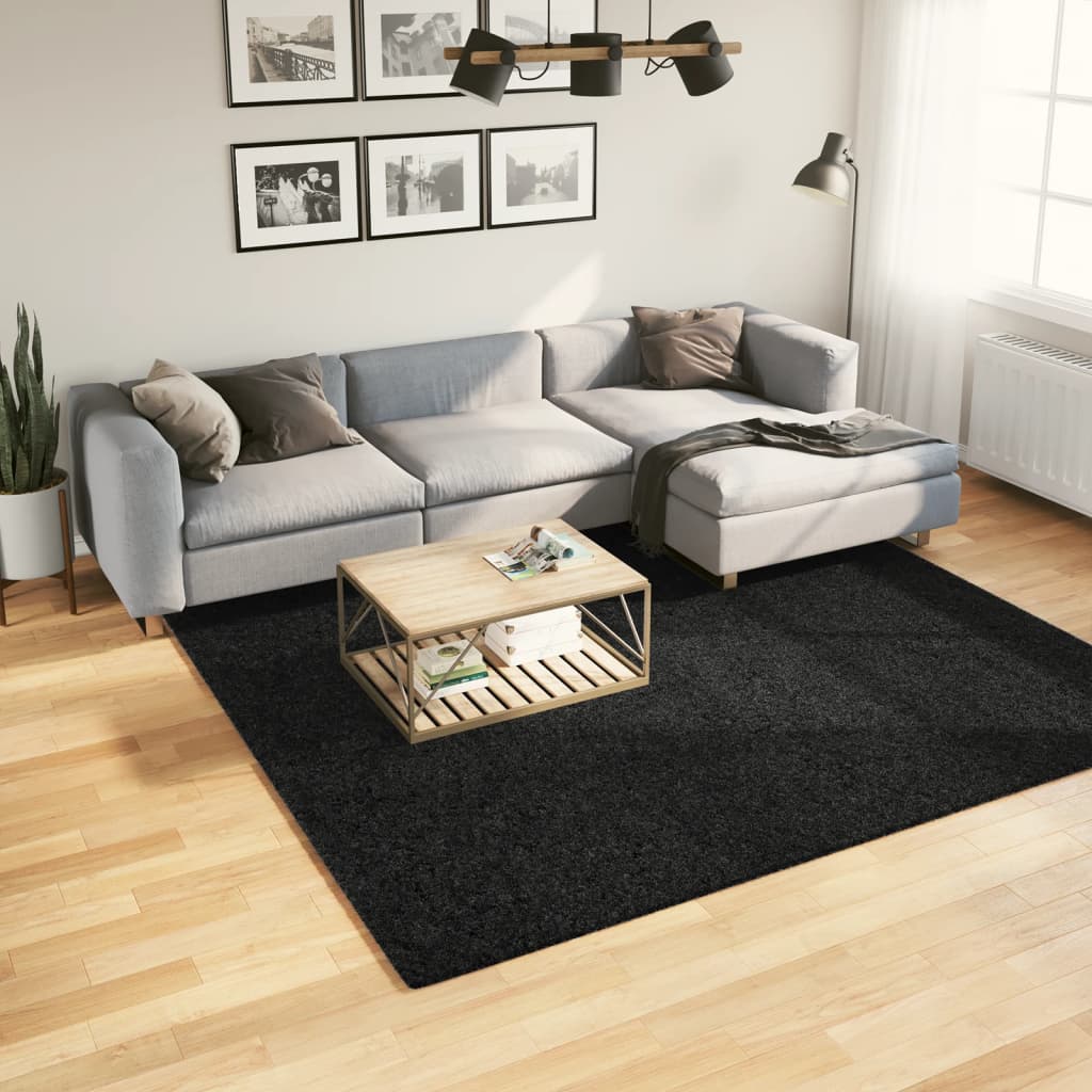 VidaXL Teppich Pamplona Shaggy Hochflor Modern 240x240 cm Schwarz