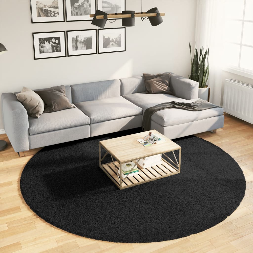 Vidaxx Teppich Pamplona Shaggy Hochflor Modern ø 240 cm Schwarz