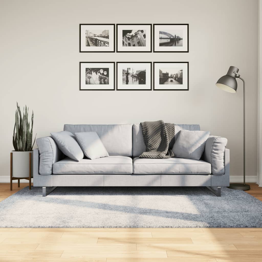 VidaXL Teppich Pamplona Shaggy Hochflor Modern 140x200 cm Blau