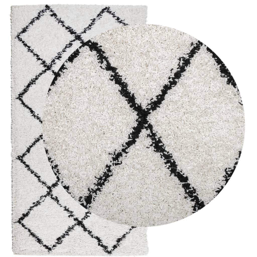 VidaXL Teppich Pamplona Shaggy Hochflor 60x110 cm Creme und Schwarz