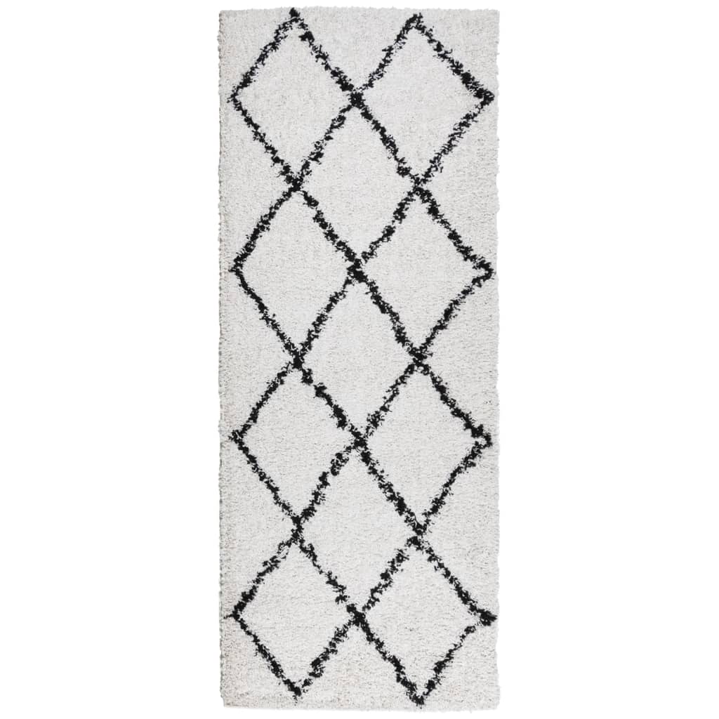 VidaXL Teppich Pamplona Shaggy Hochflor 80x200 cm Creme und Schwarz