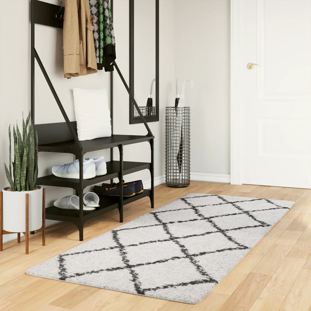 VidaXL Teppich Pamplona Shaggy Hochflor 80x200 cm Creme und Schwarz