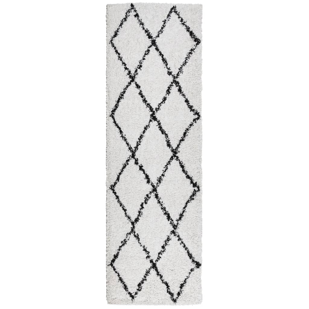 VidaXL Teppich Pamplona Shaggy Hochflor 80x250 cm Creme und Schwarz
