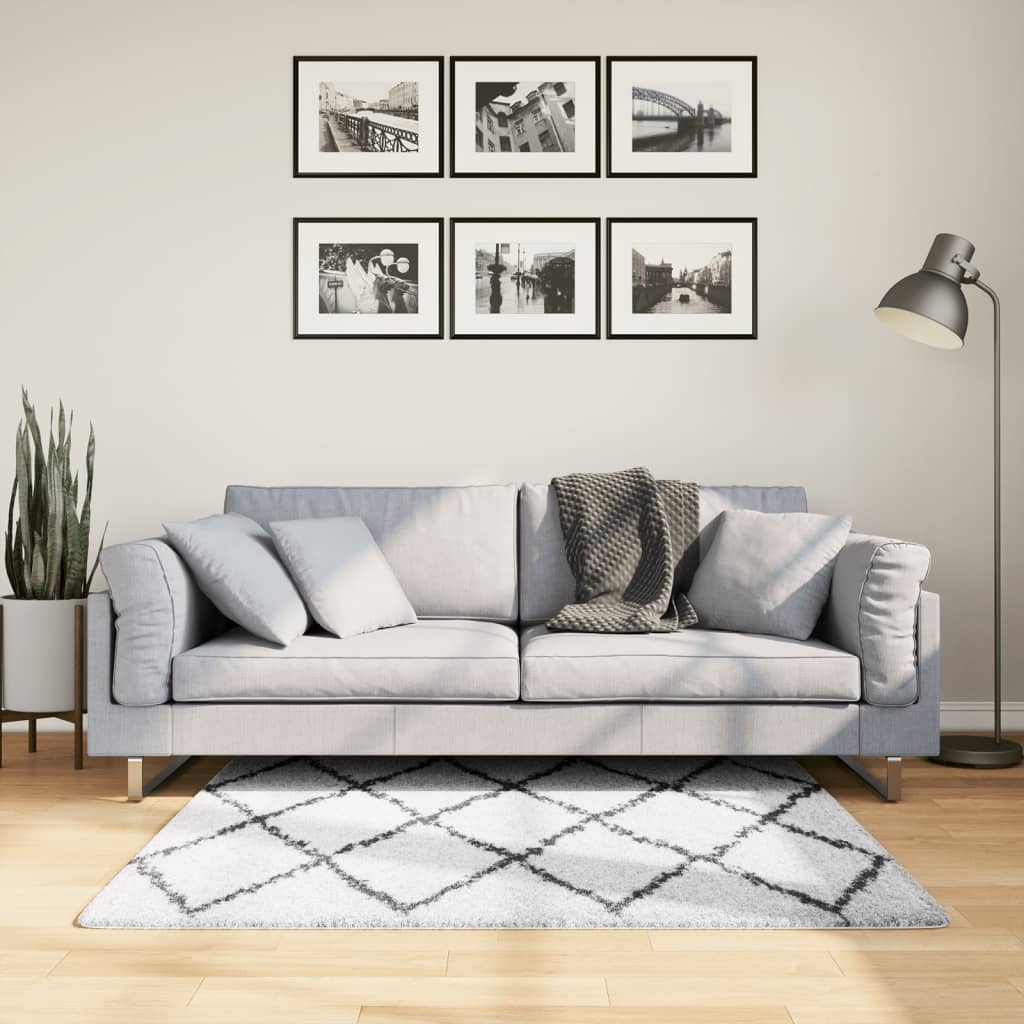 VidaXL Teppich Pamplona Shaggy Hochflor 120x170 cm Creme und Schwarz