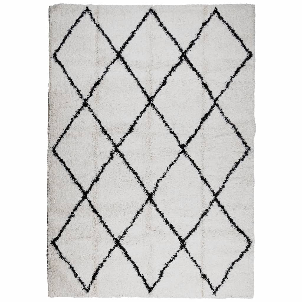 Vidaxx Teppich Shaggy Hochflor Modern 140x200 cm Creme und Schwarz