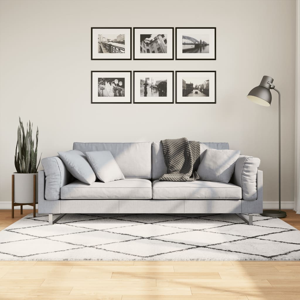 Vidaxx Teppich Shaggy Hochflor Modern 140x200 cm Creme und Schwarz