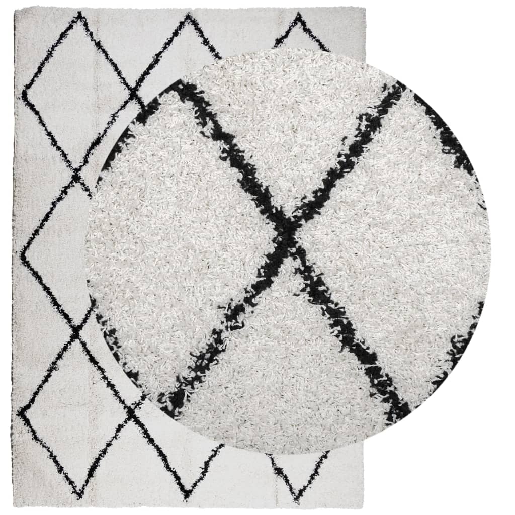 VidaXL Teppich Pamplona Shaggy Hochflor 160x230 cm Creme und Schwarz