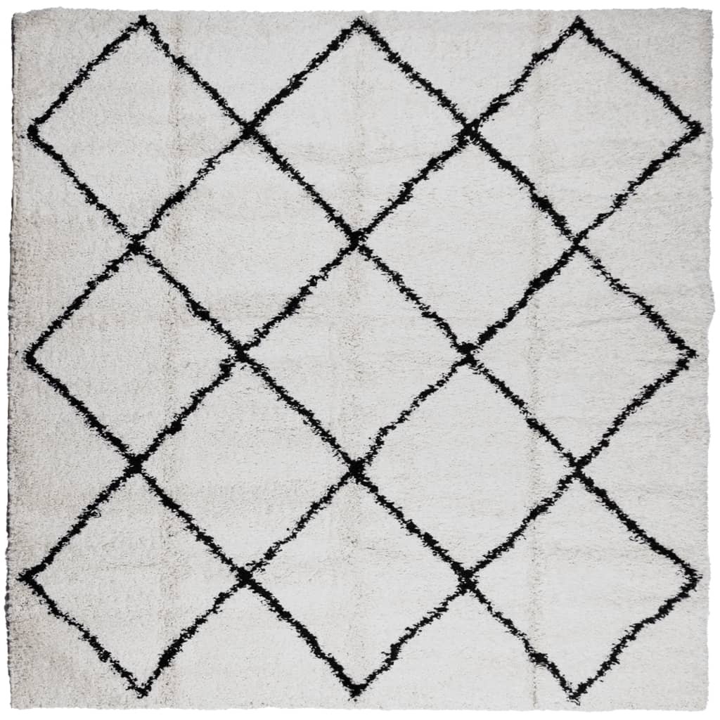 VidaXL Teppich Pamplona Shaggy Hochflor 200x200 cm Creme und Schwarz