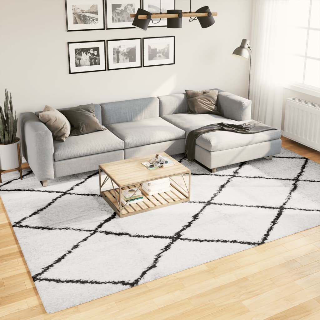 VidaXL Teppich Pamplona Shaggy Hochflor 240x340 cm Creme und Schwarz