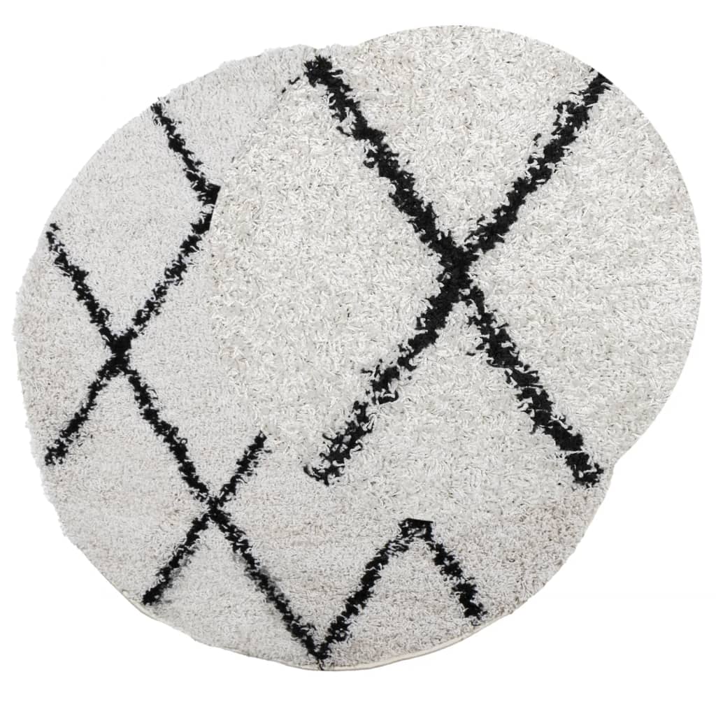 VidaXL Teppich Pamplona Shaggy Hochflor ø 160 cm Creme und Schwarz
