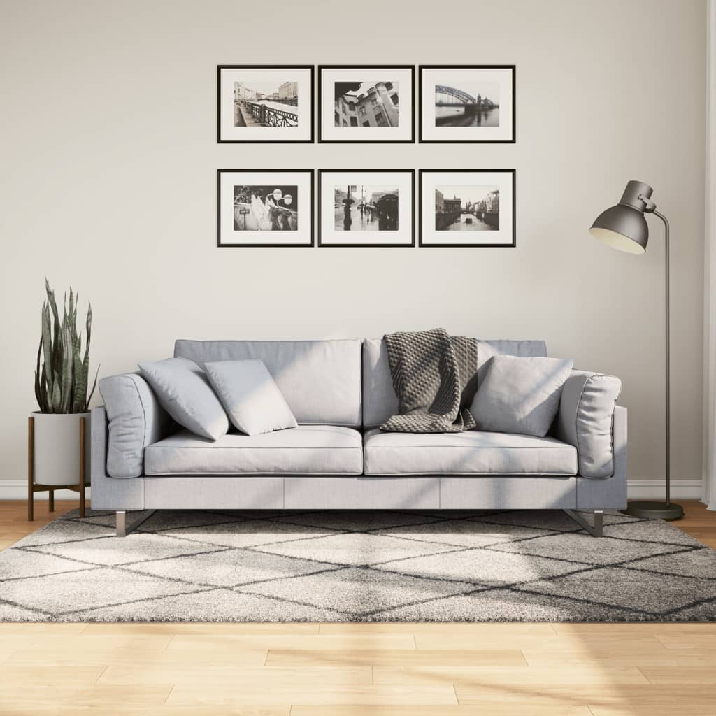 VidaXL Teppich Pamplona Shaggy Hochflor 140x200 cm Beige Anthrazit