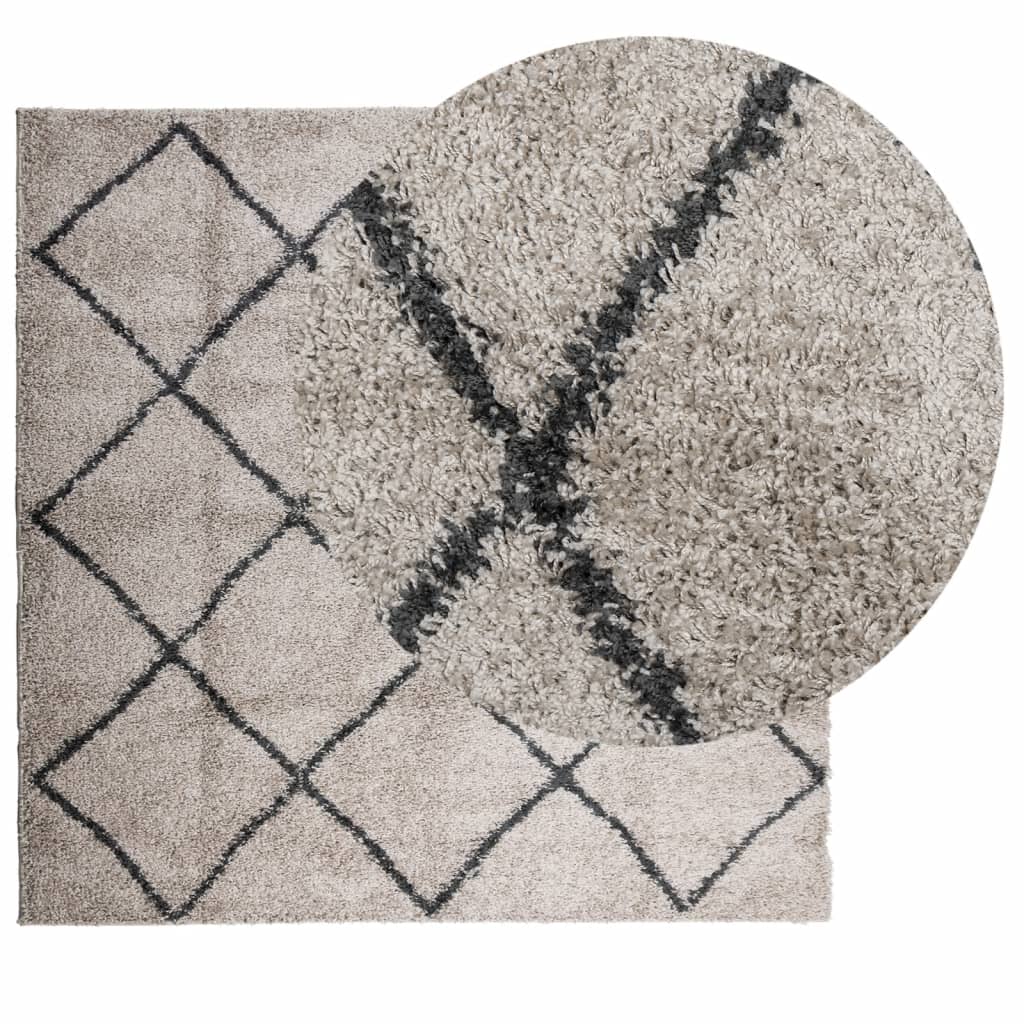 VidaXL Teppich PAMPLONA Shaggy Hochflor 200x200 cm Beige Anthrazit