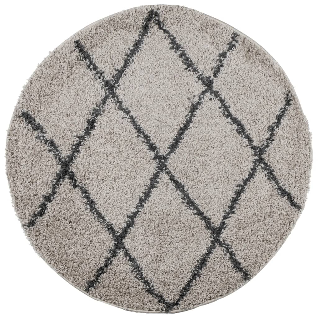 Vidaxl Teppich Pamplona Shaggy Hochflor ø 80 cm Beige Anthrazit
