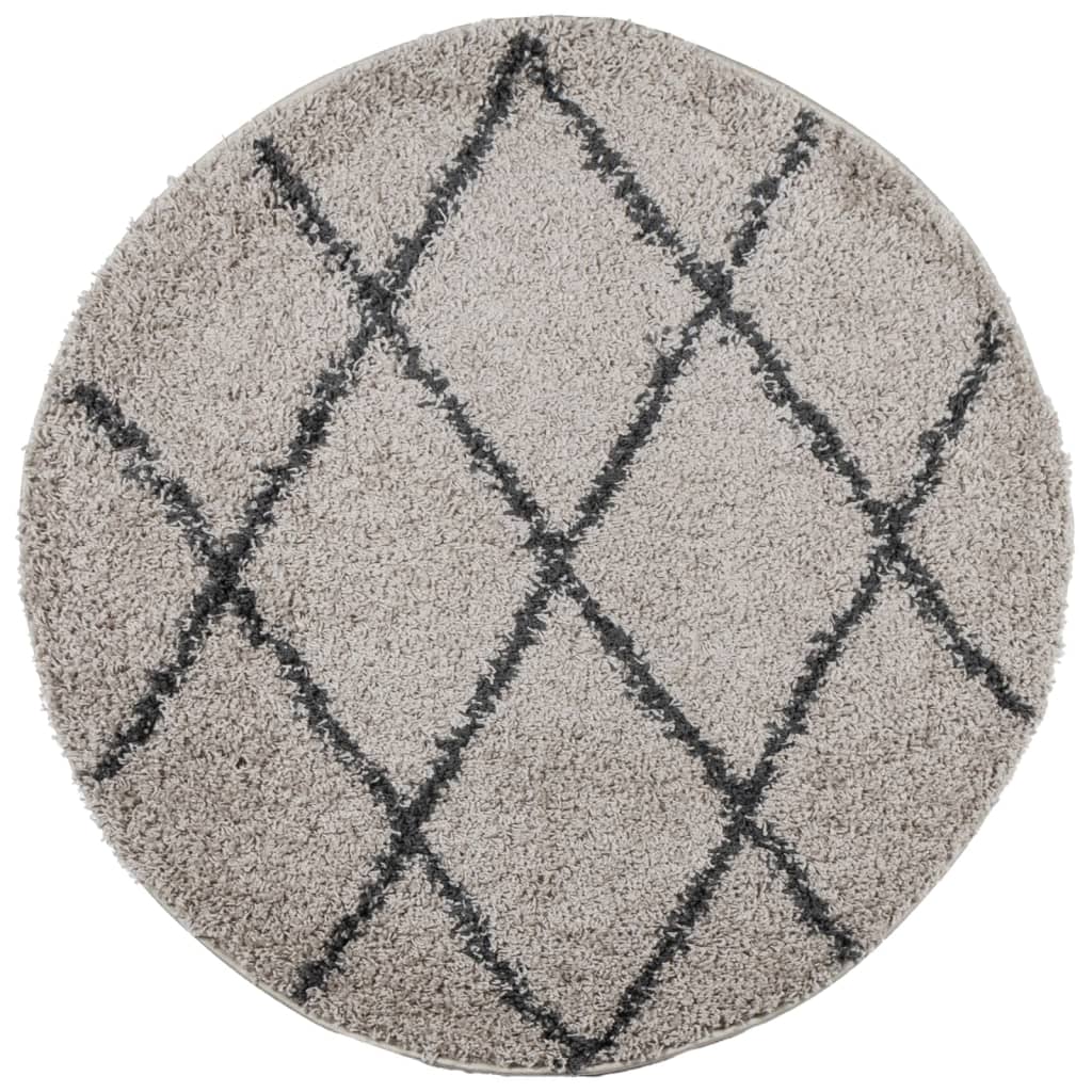 VidaXL Teppich Pamplona Shaggy Hochflor ø 120 cm Beige Anthrazit