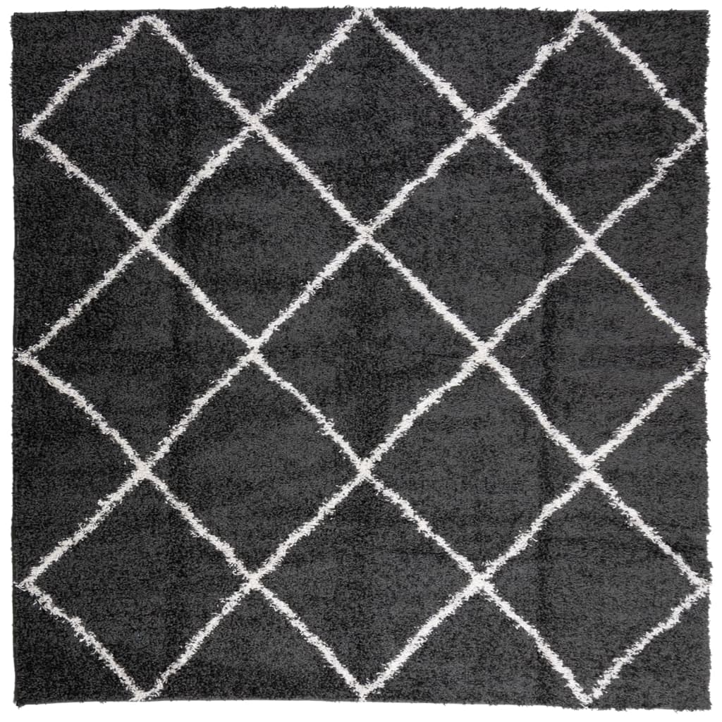 Vidaxx Teppich Shaggy Hochflor Modern 160x160 cm Schwarz und Creme