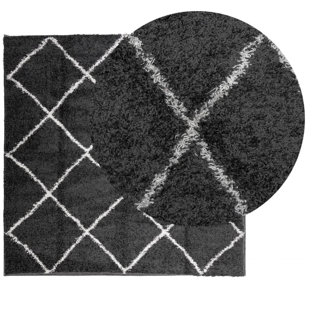 Vidaxx Teppich Shaggy Hochflor Modern 200x200 cm Schwarz und Creme