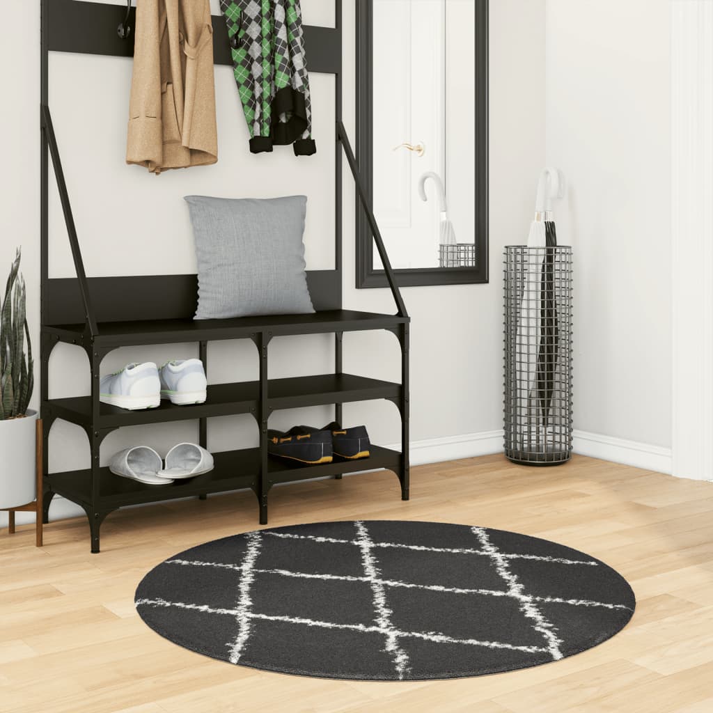 VidaXL Teppich Pamplona Shaggy Hochflor ø 100 cm Schwarz und Creme