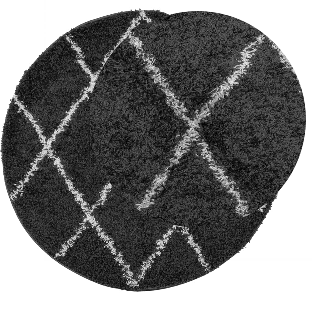 VidaXL Teppich Pamplona Shaggy Hochflor ø 120 cm Schwarz und Creme