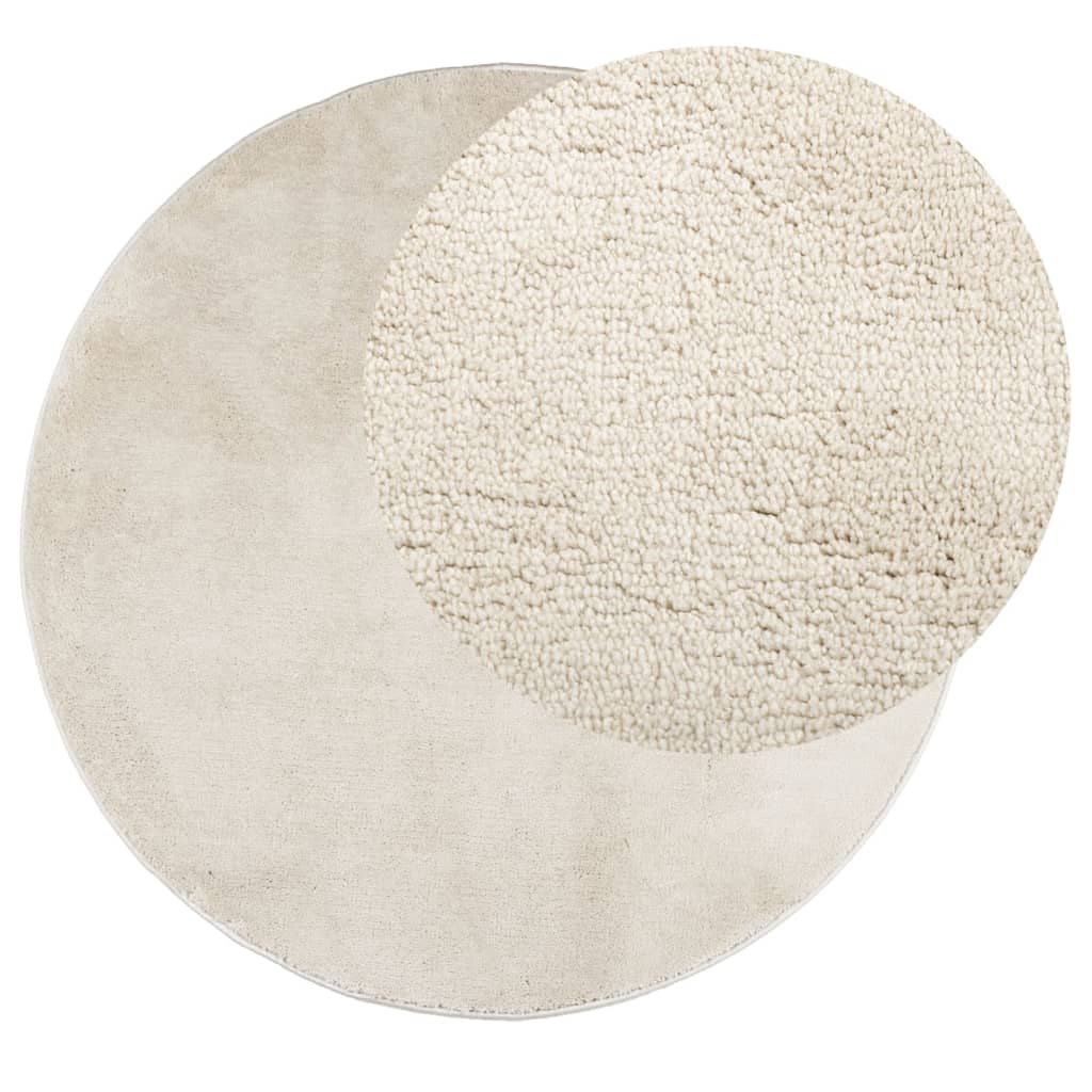 VidaXL Teppich OVIEDO niedriger Flor Ø 280 cm beige