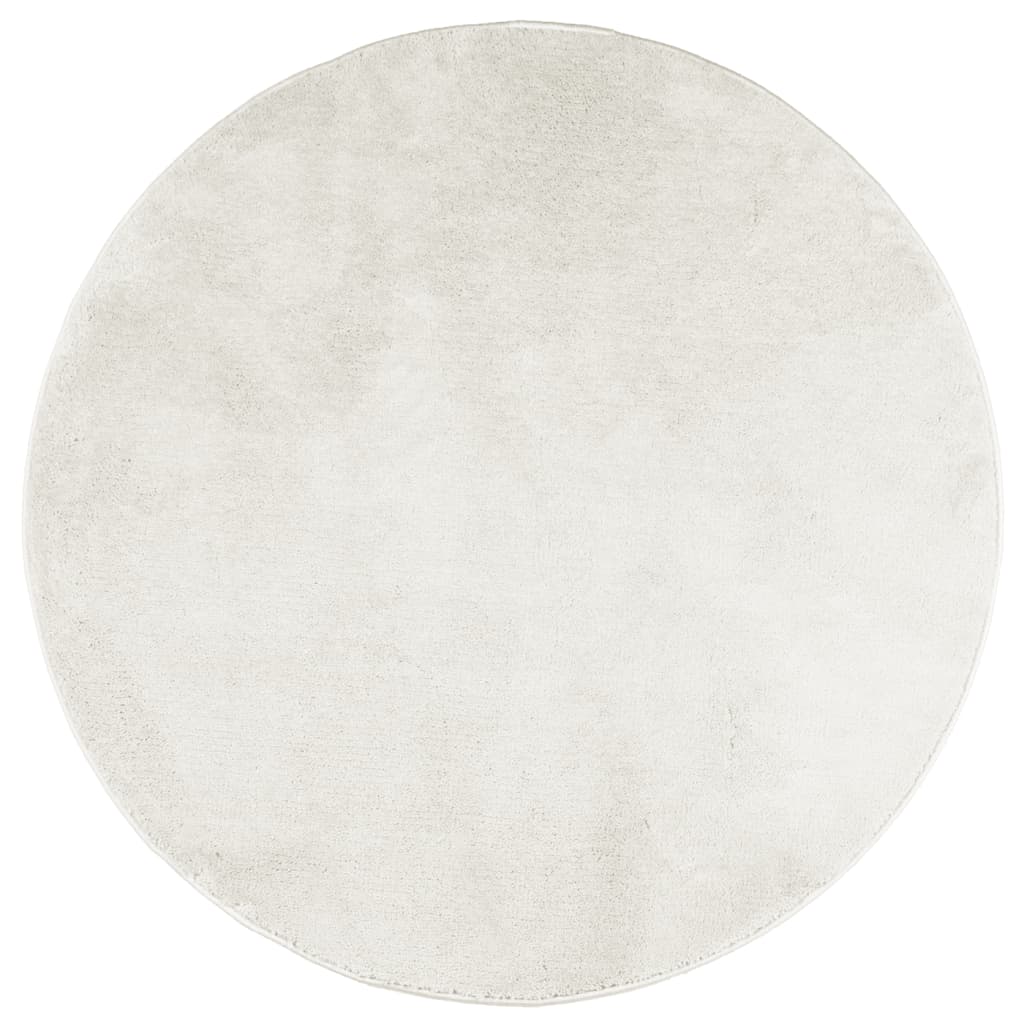VidaXL Teppich OVIEDO niedriger Flor Ø 160 cm Creme