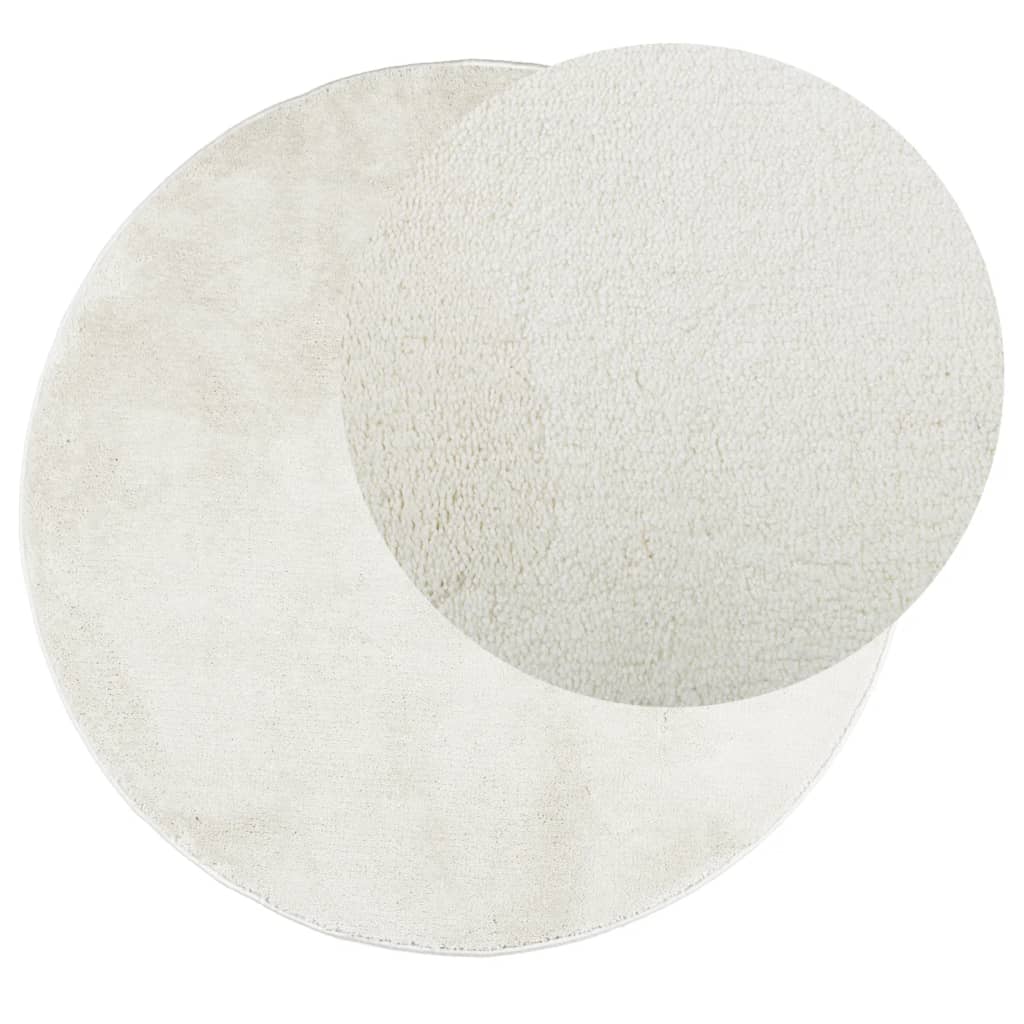 VidaXL Teppich OVIEDO niedriger Flor Ø 280 cm Creme