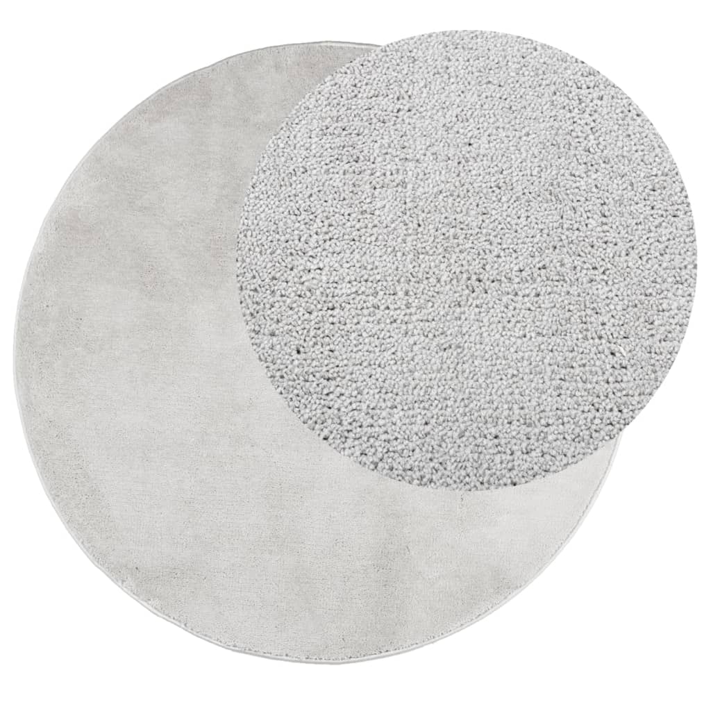 VidaXL Teppich OVIEDO niedriger Flor Ø 240 cm grau