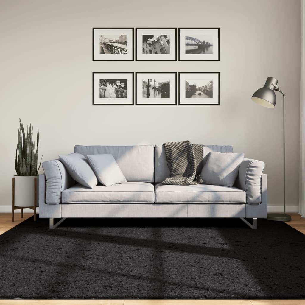 VidaXL Teppich OVIEDO niedriger Flor 200x200 cm schwarz