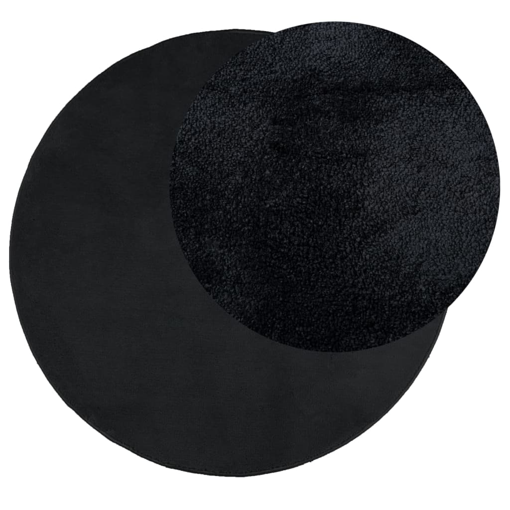VidaXL Teppich OVIEDO niedriger Flor Ø 80 cm schwarz