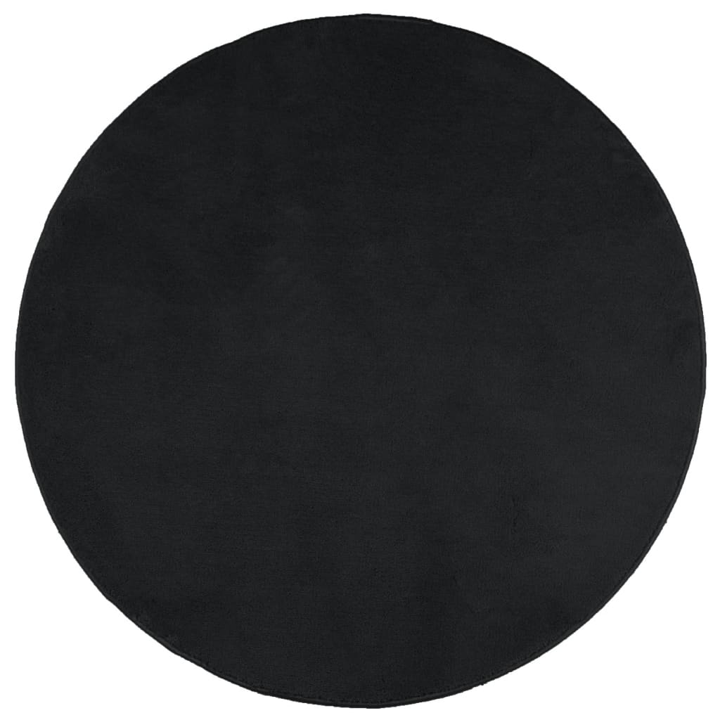 VidaXL Teppich OVIEDO niedriger Flor Ø 100 cm schwarz