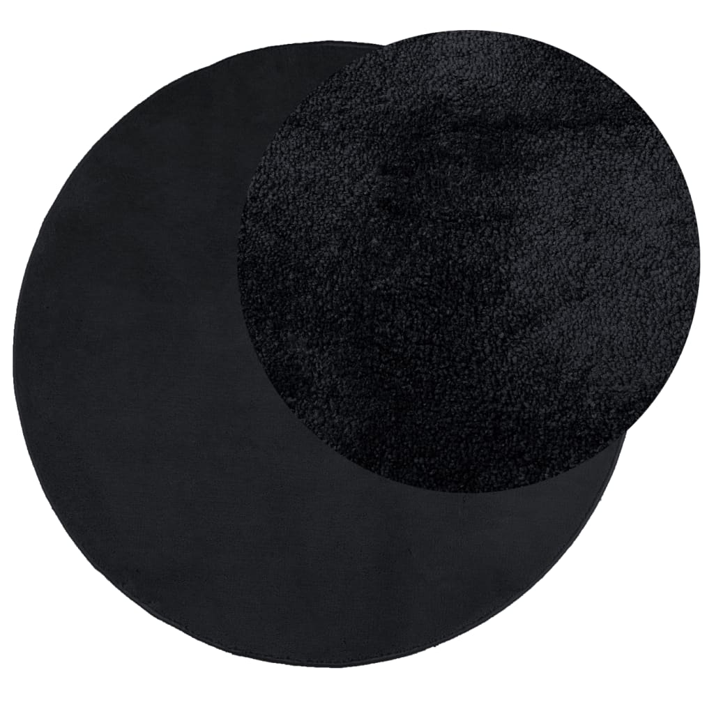 VidaXL Teppich OVIEDO niedriger Flor Ø 100 cm schwarz