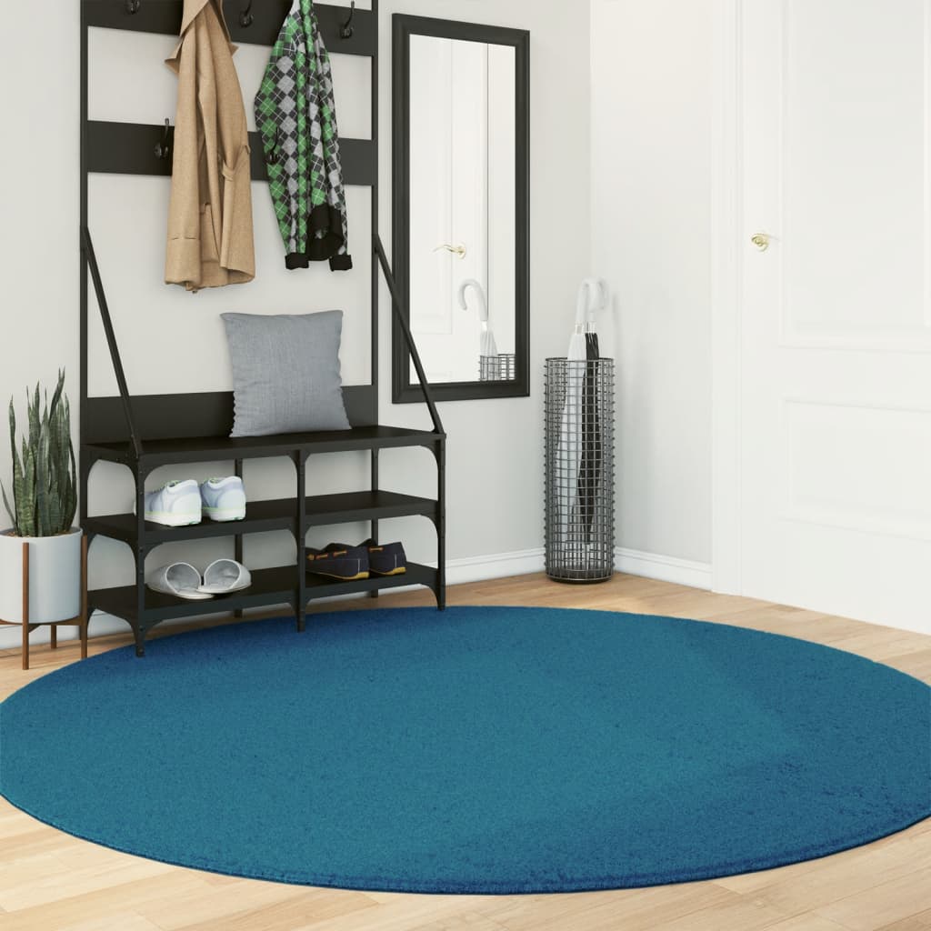 VidaXL Teppich OVIEDO Kurzflor Ø 200 cm Türkis