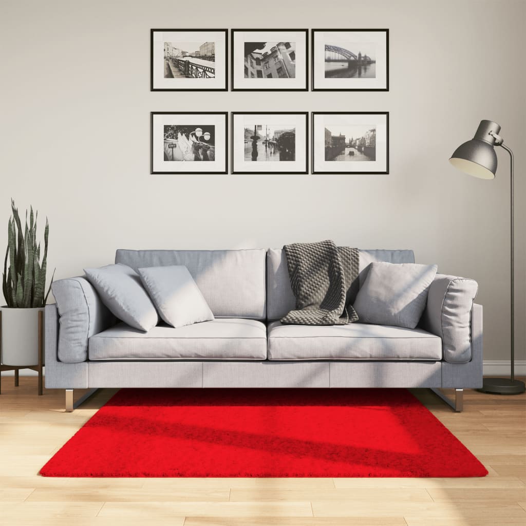 VidaXL Teppich Oviedo niedriger Flor 120x120 cm rot